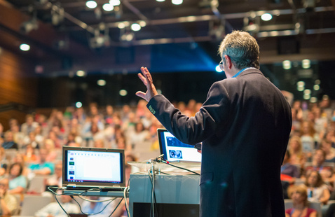 Lecturer at podium
