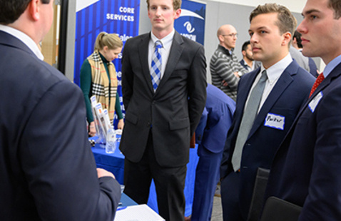 Students at a career fair