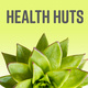 picture of a plant and text that reads 'health huts'