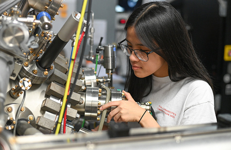 Female student working on an innovative project