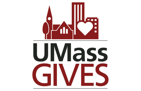 UMass Gives with illustration of umass buildings