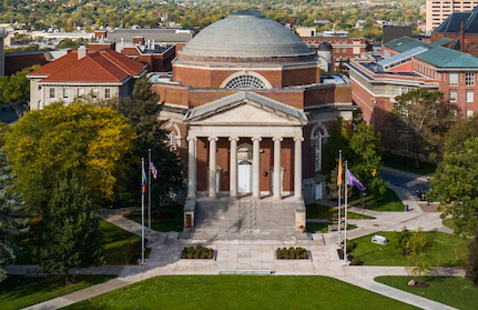 Photo showing the steps and entrance to Hendricks Chapel
