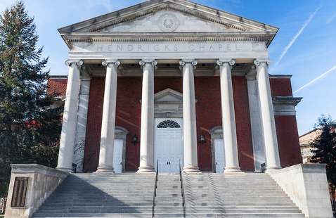 Photo showing the steps and entrance to Hendricks Chapel