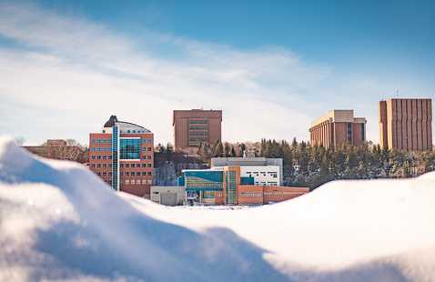 Winter campus vista.