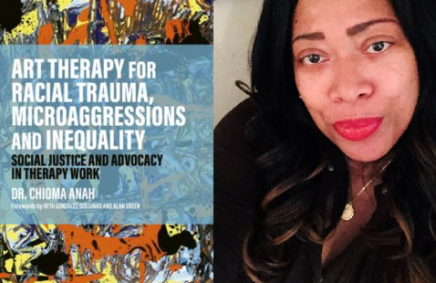 Book cover of Art Therapy for Racial Trauma, Microaggressions and Inequality and author photo