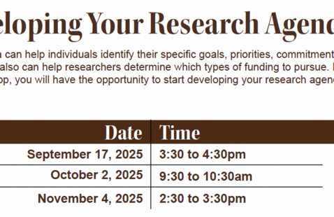 "Developing Your Agenda" workshop dates and times.