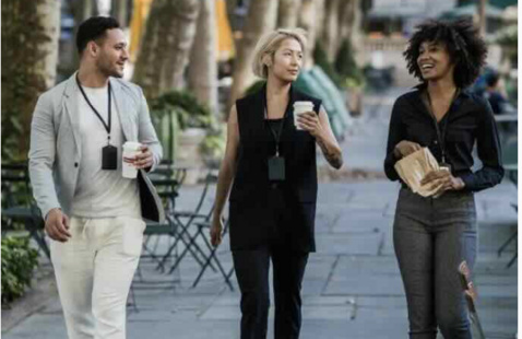 People walking and talking