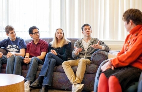 Honors college alums stating their case to faculty