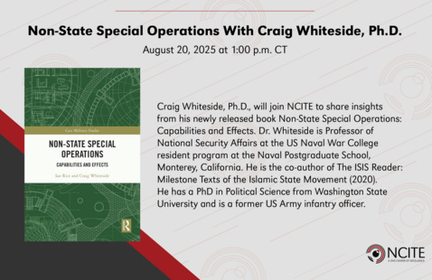 A picture of the book, "Non-State Special Operations" appears on the left, while on the right the same biographical description of the author, Craig Whiteside, is laid out. 