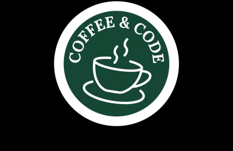 Coffee mug with the words "coffee and code"