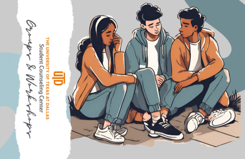 three people sit together with the two on the outsides consoling the one in the middle