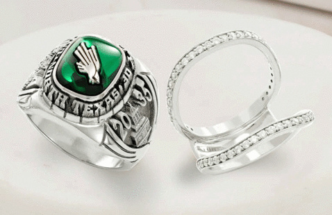 An image of UNT class rings.