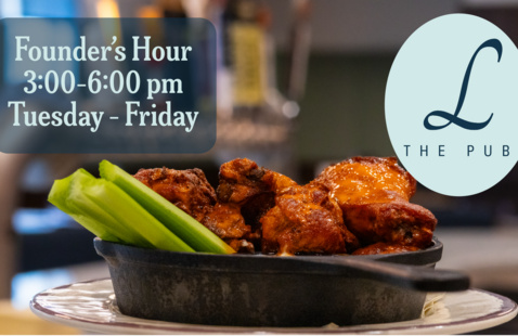 Founder's Hour Tuesdays through Fridays from 3-6 PM in the Lehigh Pub