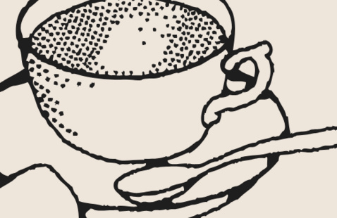 Drawing of a cup of tea on saucer
