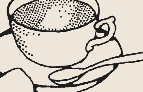 Drawing of a cup of tea on saucer