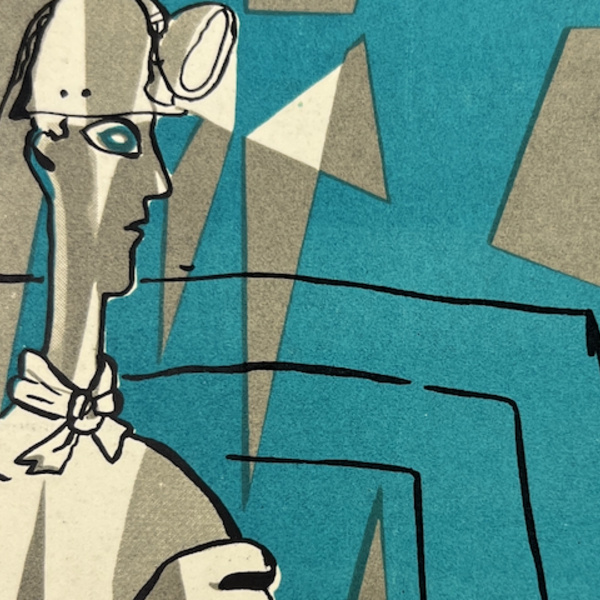 cover of Japanese magazine depicting an abstract painting of a miner