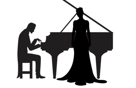 Silhouette of a voice recital