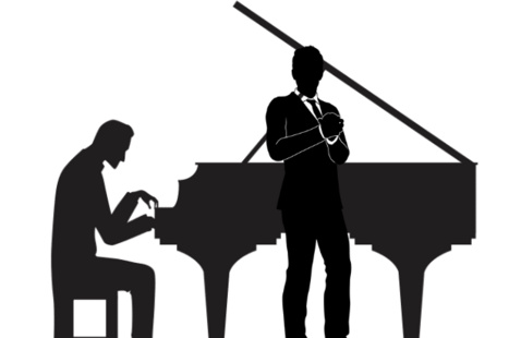 Silhouette of a voice recital