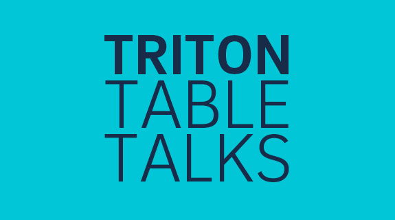 Blue graphic with text Triton Table Talks
