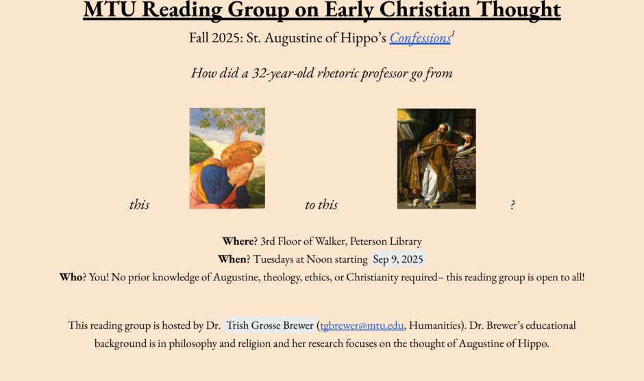 Image of Reading Group on Early Christian Thought: St. Augustine of Hippo’s Confessions