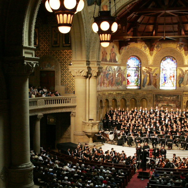 choral group performing in memorial church