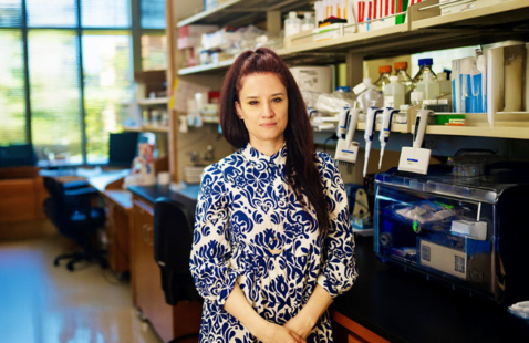 Alice Soragni, PhD, in a lab setting