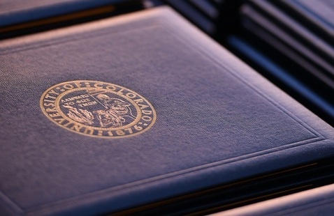 Diploma covers in a stack