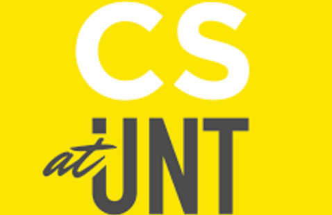 A yellow background with the words " CS at UNT"