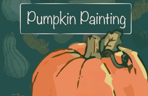 illustrated pumpkin, text pumpkin painting.