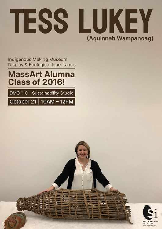 Tess Lukey, Trustees Curator of Native American Art, speaking in Sustainability Studios