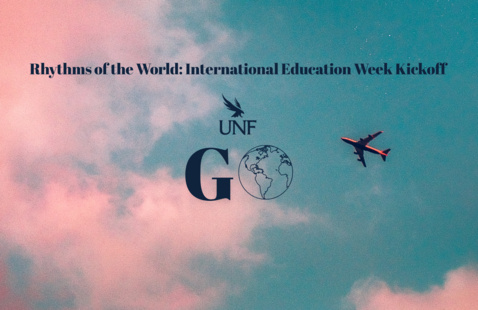 International education week graphic sky cloud with Logo