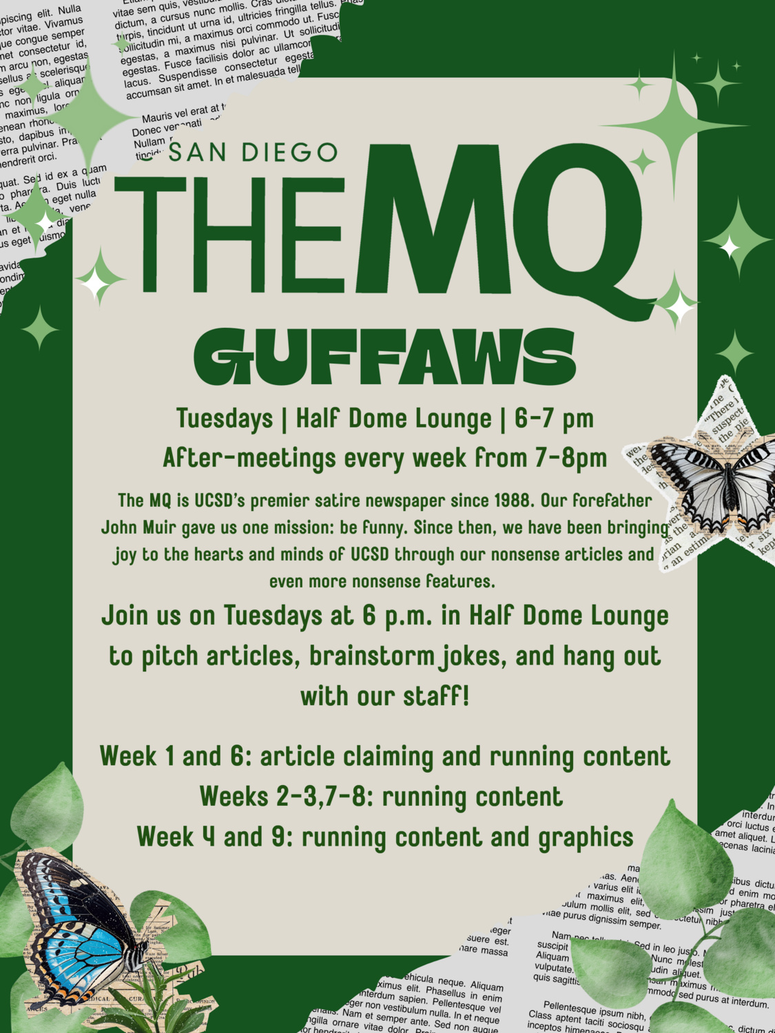 A description of The MQ and the schedule of meetings