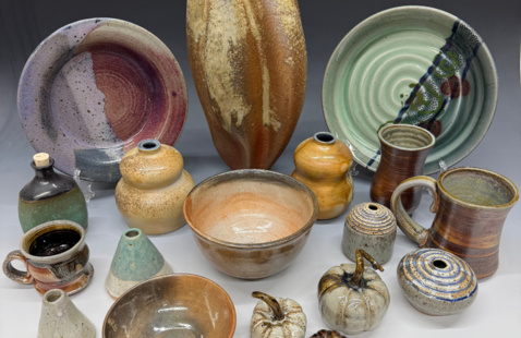 Collection of ceramic pieces displayed