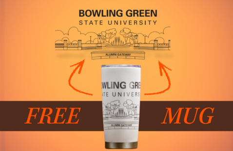 Free mug with white tumbler and alumni gateway design