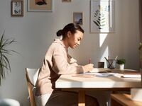 An individual writing on their journal