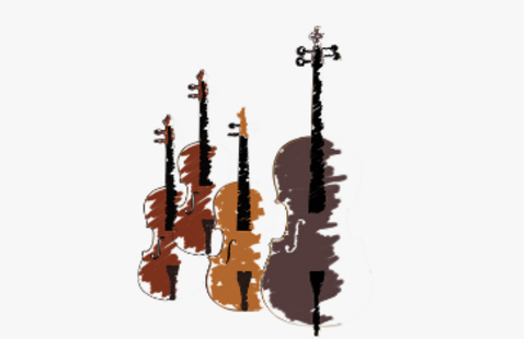 semi-abstract painting of string quartet