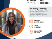 Event image for Biology Seminar Series - Dr. Emily Lavering, University of Michigan - Flint