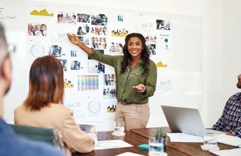 Project manager at a presentation