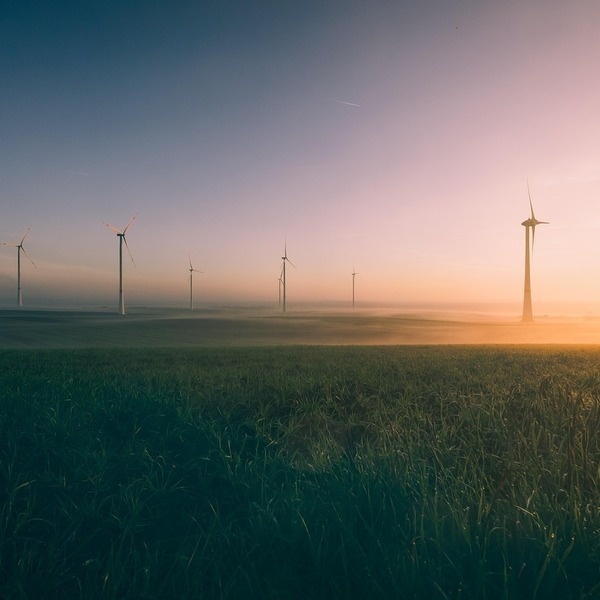 Wind turbines at sunrise