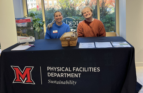Alex Miller and John Day sit at a table in Brick and Ivy with packages of water-soluble confetti