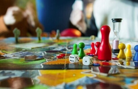 Multi-colored board game pieces