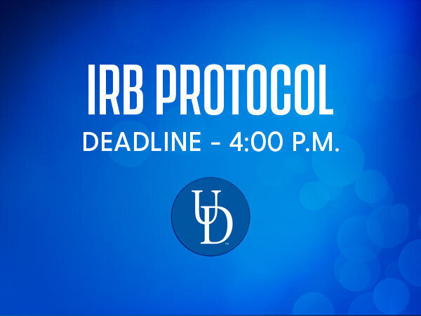 IRB DEADLINE: IRB Protocols Due Via IRBNet for November 18, 2026 Meeting