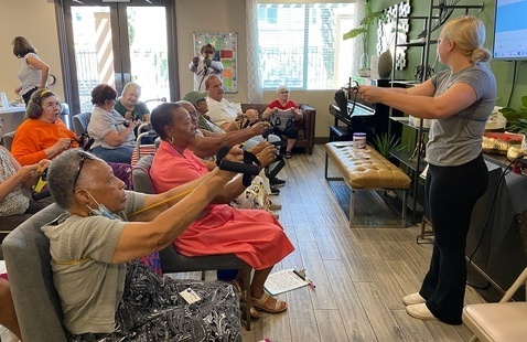 Kayla teaching a Bingocize class