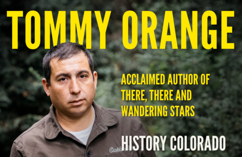 Headshot of Tommy Orange with 12/10 event info