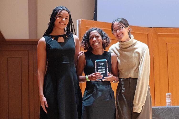 The annual Martin Luther King, Jr. Keynote Lecture and Awards Ceremony was held on January 30, 2025, at the James and Susan Moeser Auditorium in Hill Hall on the campus of the University of North Carolina at Chapel Hill. Members of the planning committee pose with an Unsung Hero Award recipient. 