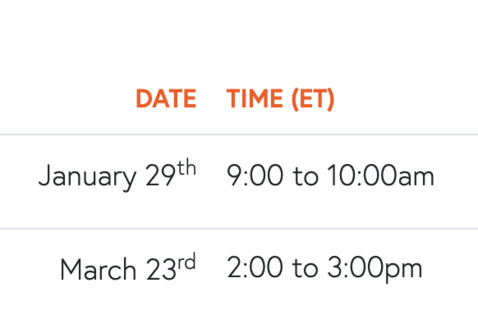 date and time of the virtual session
