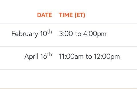 times and dates of the interactive workshop