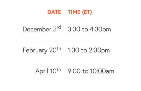 times of the virtual sessoin