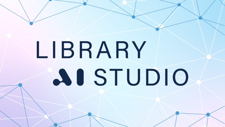 A logo for the Library AI Studio on U.N.C. Campus.