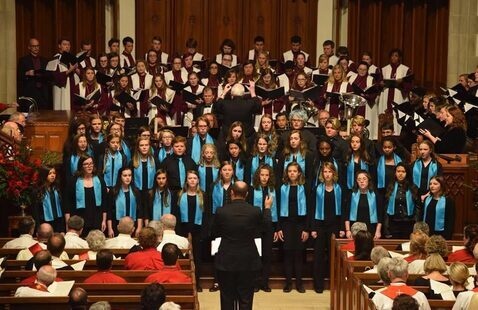 Lenoir-Rhyne Youth Choir performs on stage during concert